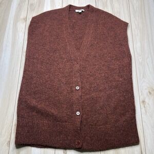 COS Mohair Blend Knitted Cardigan Vest Sweater Mens Medium Red Sleeveless